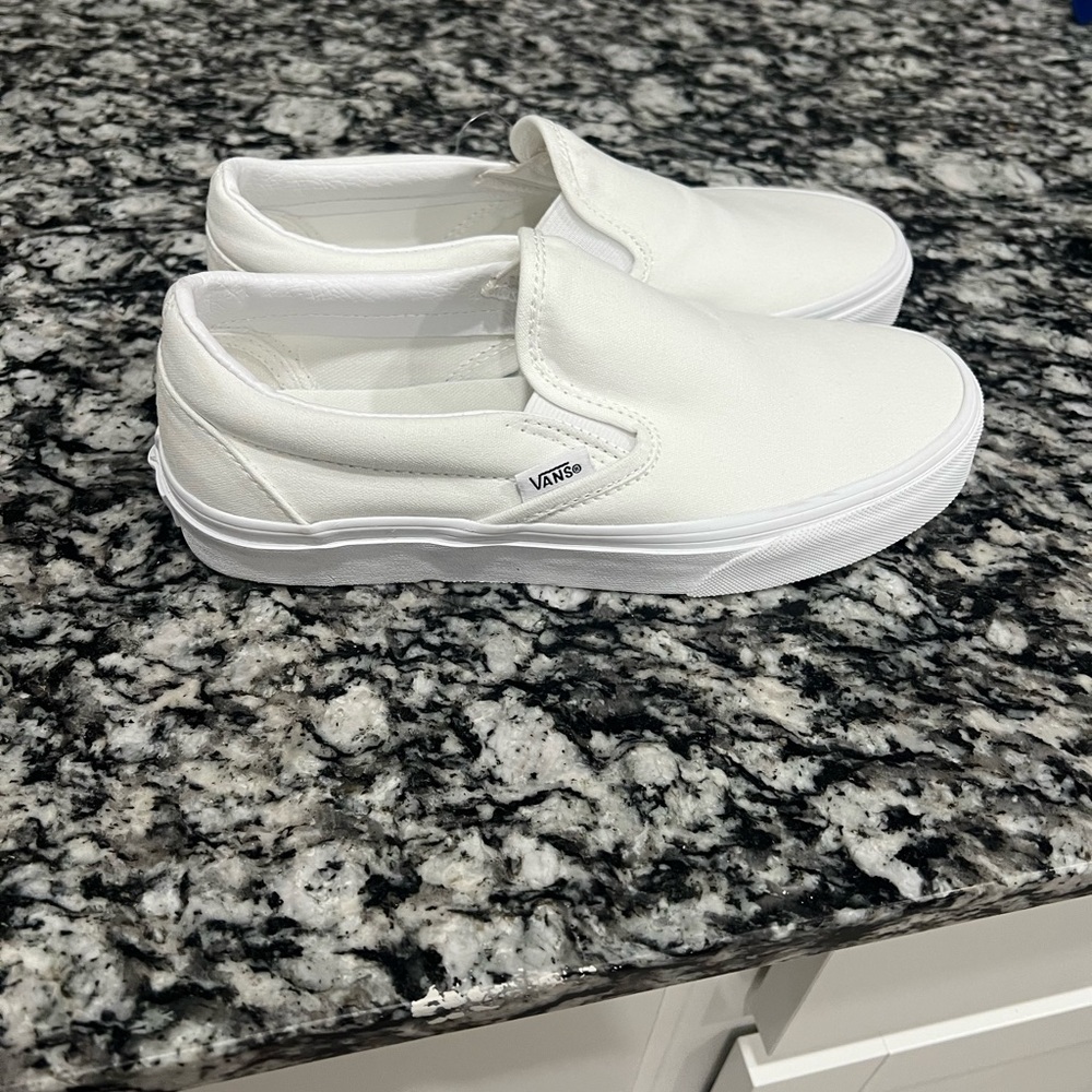 White Slip On Vans